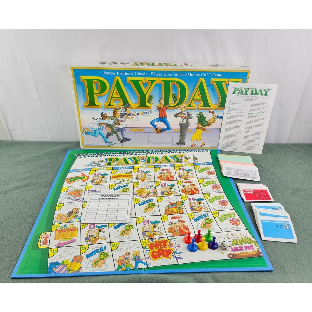 Vintage Parker Brothers 1994 Pay Day Board Game 100% Complete W/ Instructions
